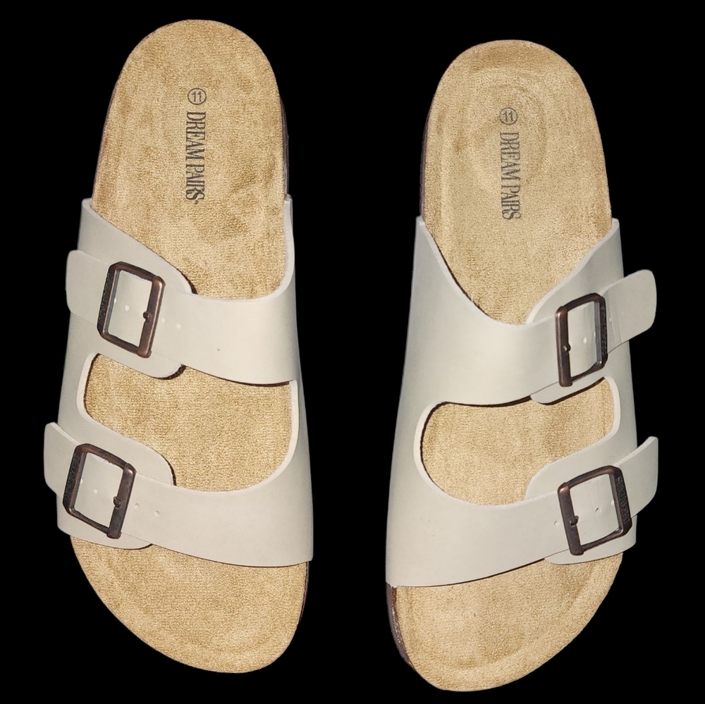 Womens Size 11 Dream Pairs Nude 2 Strap Sandals With Buckles NWT - Picture 2 of 6